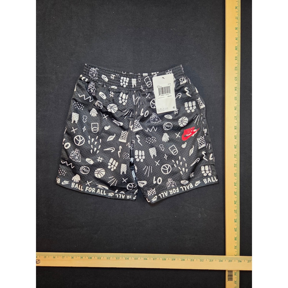 Nike Ball For All Mesh Basketball Shorts Black Doodle Print Size 6 86J778-023